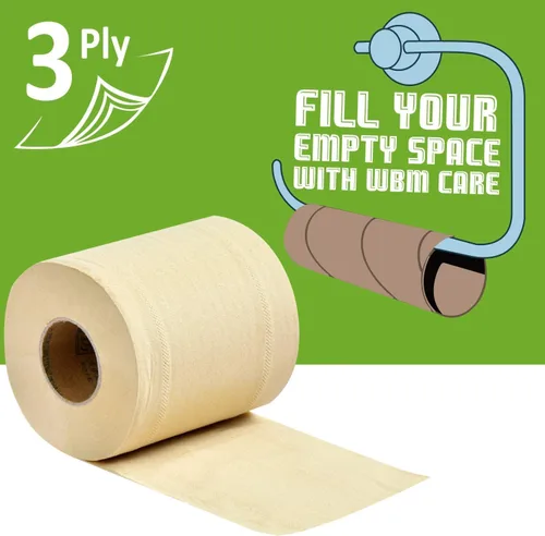Miniatura 4 de WBM Care Toallas de papel de bambú, fuertes y flexibles, de 3 capas, diseñadas para pieles sensibles, sin árboles, baño totalmente natural