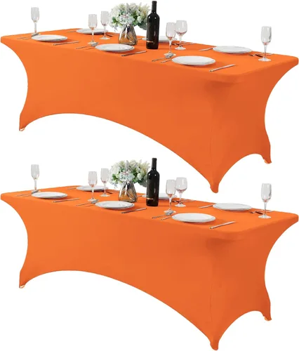 Miniatura 43 de Mantel de elastano para mesas de 4, 6 u 8 pies, mantel elástico universal ajustable para fiestas, banquetes, bodas y eventos - Verde manzana