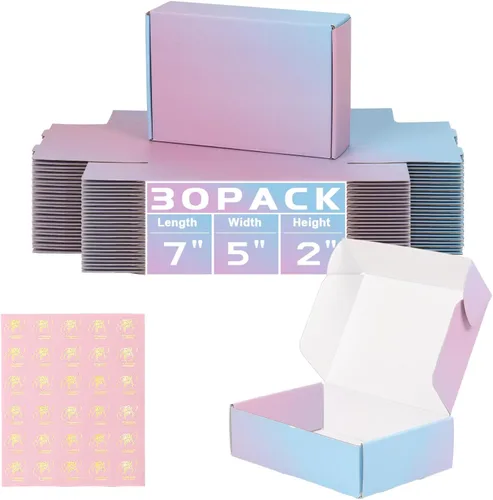 Miniatura 42 de Cajas de envío pequeñas de 6 x 4 x 2 pulgadas para pequeñas empresas, paquete de 30 cajas de correo moradas, caja de embalaje de cartón corrugado
