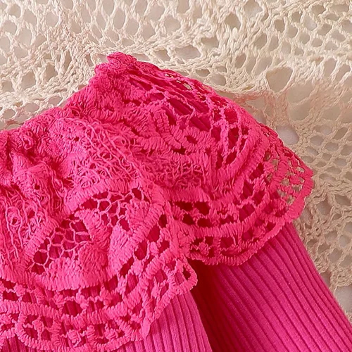 Miniatura 17 de Conjunto de ropa de bebé niña para bebé, mameluco de encaje blanco de manga larga + pantalones de mezclilla