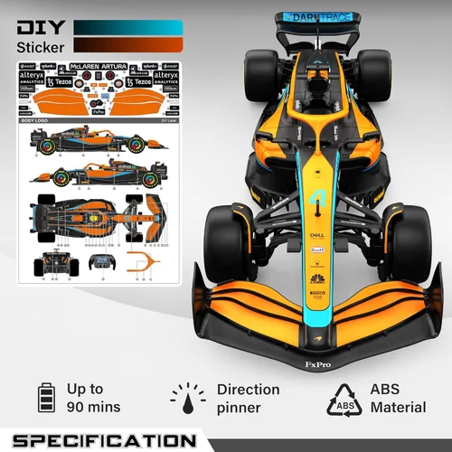 Miniatura 5 de Voltz Toys Auténtico auto de control remoto McLaren F1 MCL36 con licencia 1:18, colección F1 para niños y adultos, auto RC de 2.4 GHz para regalo