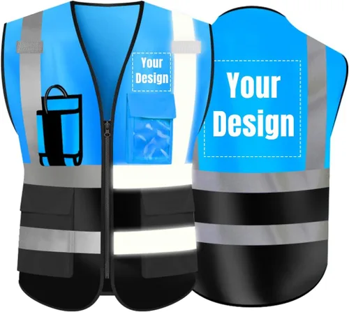 El chaleco reflectante de la seguridad de la alta visibilidad modifica el uniforme al aire libre del trabajo Azul Negro