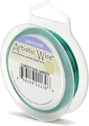 Miniatura 184 de Artistic Wire, alambre para manualidades de calibre 22 bañado en plata, resistente a las manchas, color cobre, blanco, 9,1 m