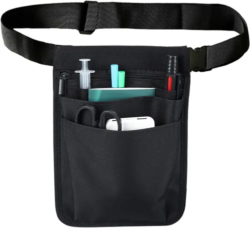 Miniatura 7 de Organizador para enfermeras de utilidad con cinturón Fanny Pack riñonera bolsa de cintura para herramientas de cuidado de tijeras médicas (púrpura)