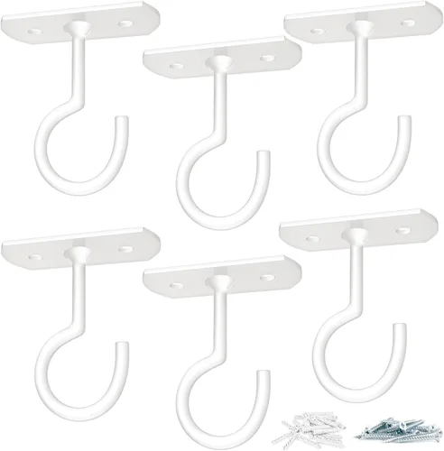 Miniatura 20 de Ganchos colgantes de metal para plantas, 6 pulgadas, paquete de 4 ganchos decorativos de pared para colgar linternas, comedero de pájaros, cesta