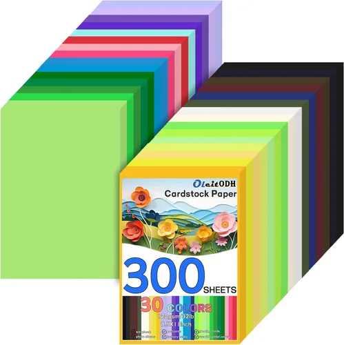 Juego de 300 piezas de papel de construcción a granel de 8.5 x 11, 30 colores, cartulina de colores, papel de manualidades resistente para niños,