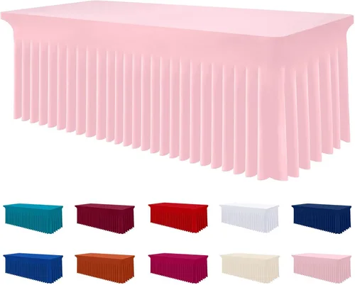 Miniatura 37 de Smiry Mantel de Spandex, Mantel Elástico Ajustable Extensible para Mesas Rectangulares de 6 Pies, Falda Cubierta de Mesa Impermeable y Lavable