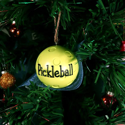 Miniatura 3 de Needzo Adorno de Navidad de Pickleball, decoración festiva para árbol de vacaciones, regalo para amantes de las bolas de pepinillo, 2.5 pulgadas