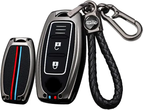 ontto Funda de llavero para llave Nissan con control remoto de metal para llave de automóvil, funda de silicona duradera, Negro -, Negro