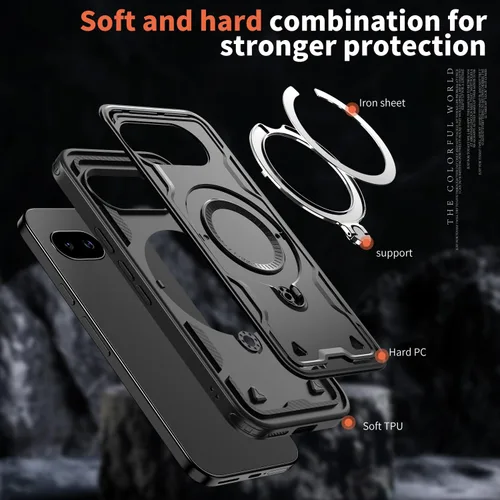Miniatura 6 de Funda magnética para Google Pixel 9A compatible con cargador inalámbrico MagSafe, para Pixel 9A, funda de teléfono integrada de 360 °, con 2
