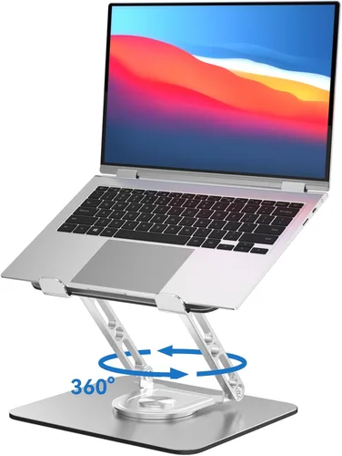 Soporte para Laptop de Escritorio Ajustable Soporte para Computadora con Base Giratoria de 360° Soporte Elevador Ergonómico para Laptop para