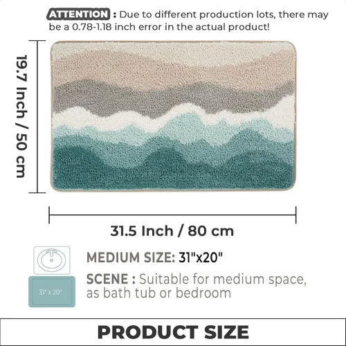 Miniatura 2 de Tapete de baño súper absorbente de microfibra esponjosa, antideslizante y lavable a máquina, tapete de baño para baño, dormitorio y sala de estar