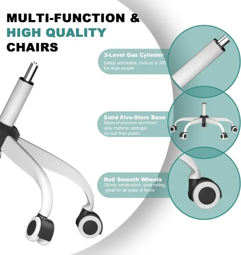 Miniatura 7 de Mimoglad Silla de Oficina, Silla de Escritorio Cómoda - Silla Ergonómica de Computadora de Respaldo Alto con Soporte Lumbar Ajustable y Negro mate