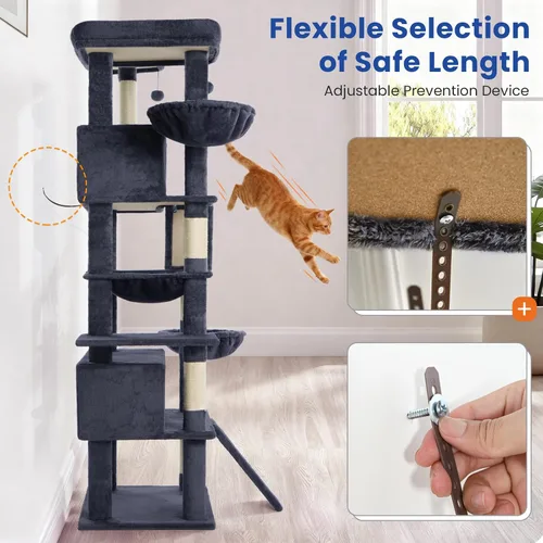 Miniatura 8 de ABCPET Cat Tree - Torre para gatos de varios niveles de 82 pulgadas para gatos de interior, árbol grande resistente para gatos con postes rascadores