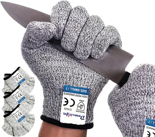 Miniatura 8 de Dowellife - Guantes resistentes al corte, de grado alimenticio, protección de nivel 5, guantes de seguridad para cocina, para chefs, para abrir
