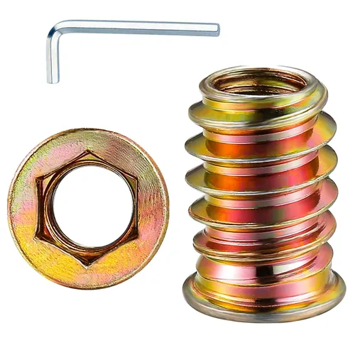 Miniatura 8 de Wensilon 1/4 "-10 200 piezas de insertos roscados para madera hexagonal, insertos de madera, tuercas para muebles