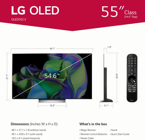 Miniatura 3 de LG C3 Series televisor inteligente 4K de 55 pulgadas OLED evo con procesador Smart de pantalla plana para juegos con control remoto mágico