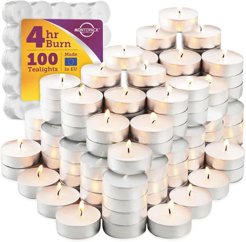 Miniatura 10 de MontoPack Velas de té sin perfume, 45 unidades 4 horas, blancas, sin humo, sin goteo, pequeñas velas votivas de parafina Velas duraderas
