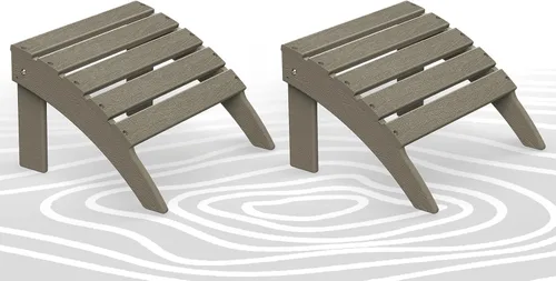 Miniatura 27 de Briopaws Otomana Adirondack plegable, silla Adirondack de polietileno de alta densidad resistente a la intemperie, reposapiés de plástico para Blanco