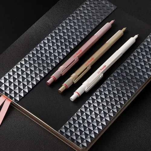 Miniatura 11 de Rotring Bolígrafo metálico 600, punta media, tinta negra, barril dorado, recargable, 1 unidad (paquete de 2)