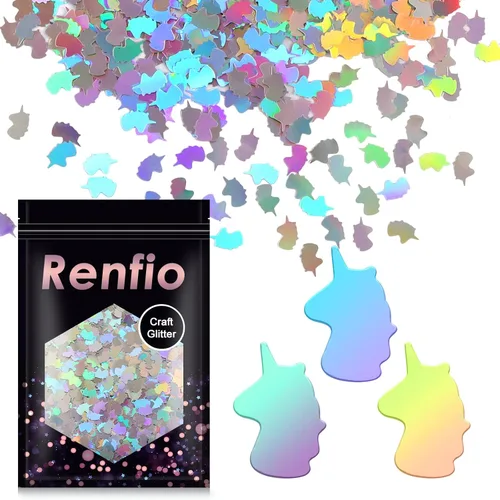 Miniatura 8 de Renfio Rompecabezas holográfico de 1.75 onzas, 1.76 oz, confeti con purpurina, formas de rompecabezas, mezcla de colores, lentejuelas gruesas
