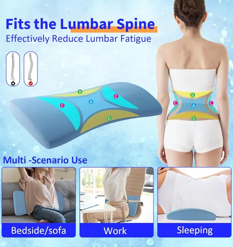 Miniatura 4 de Almohada de Soporte Lumbar para la Cama para Aliviar el Dolor de Espalda: Almohada de Espalda Baja para Dormir - Almohada de Cintura de Espuma Azul