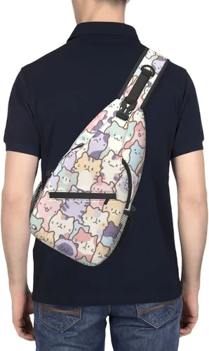 Miniatura 6 de Divertida mochila con diseño de gato, para el pecho de gato, bolsa cruzada de hombro para hombres, mujeres, niños y niñas