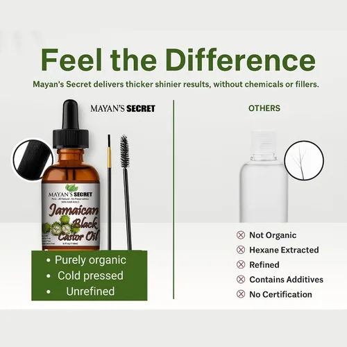 Miniatura 5 de Mayan's Secret - Aceite de semilla de ricino negro jamaicano 4 onzas - 100% puro y orgánico Aceite de ricino negro jamaicano para el crecimiento