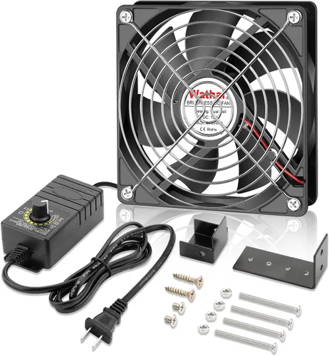 Wathai Ventilador pequeño de 25 mm x 120 mm de tipo muffin de doble bola con controlador de velocidad AC 110 V - 120 V para puerta, de habitación a