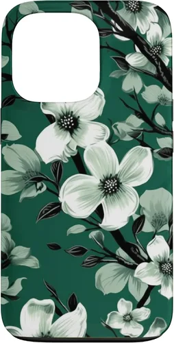 Miniatura 10 de White Dogwood Flower Pattern Green Black & White Case for iPhone 17