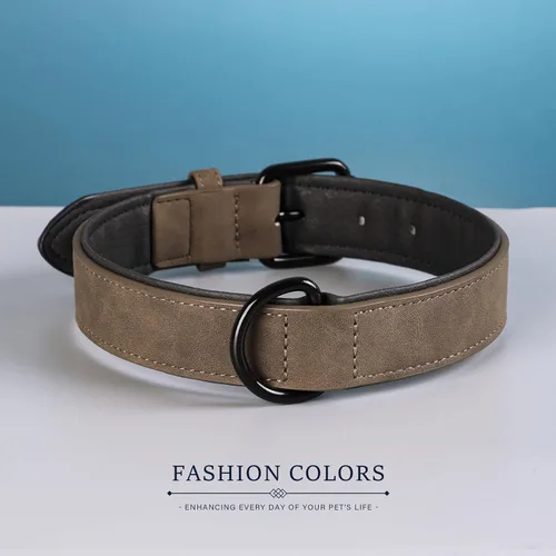 Miniatura 5 de Didog Collar de perro de piel sintética acolchado suave, transpirable y ajustable para perros pequeños, cómodo para paseos diarios, marrón, ajuste M