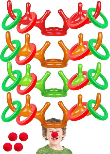 TOPLEE Juego de 20 piezas inflables de cuernos de reno, fiesta de Navidad, juegos de sombrero de cuernos para niños y adultos, familia, juegos de