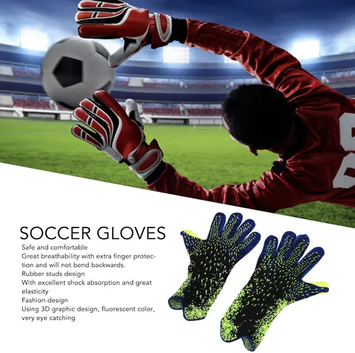 Miniatura 4 de Guantes de portero de fútbol, guantes de portero antideslizantes de látex grueso, guantes de competición de entrenamiento de amortiguación