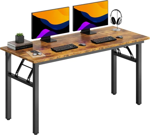 Miniatura 24 de DlandHome - Mesa plegable para computadora de 47 pulgadas, escritorio portátil, mesa de actividades, mesa de conferencias, escritorio de oficina