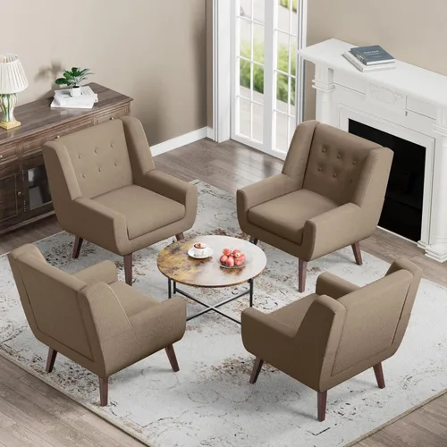 Miniatura 20 de HUIMO Silla de Acento para Sala de Estar, Sillón Tapizado con Botones Capitoné, Sillas de Sofá de Tela de Lino para Dormitorio, Sala de Estar, Silla