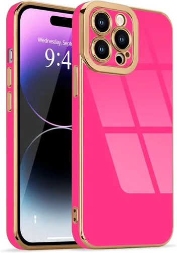 Miniatura 47 de Lafunda Diseñada para iPhone 13 Pro, fundas lujosas con chapado lindo para mujeres y niñas, elegante borde dorado, a prueba de golpes, TPU con funda