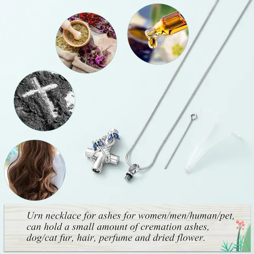 Miniatura 51 de Imrsanl Collar de urna de cruz de mariposa para cenizas, hombres y mujeres, joyería de cremación, colgante de cenizas para cenizas conmemorativas