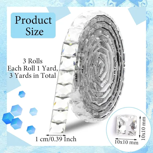 Miniatura 2 de FULZTEY Cintas de diamantes de imitación con brillo, 270 piezas de cinta de cristal de vidrio para manualidades DIY, cinta adhesiva de diamantes