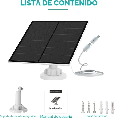 Miniatura 7 de Panel solar de 5 W para cámara de seguridad al aire libre, cargador de panel solar USB de 5 V compatible con cámara de batería recargable