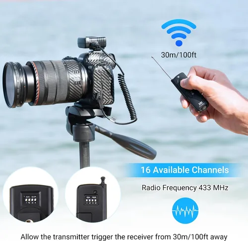 Miniatura 3 de JJC Control remoto inalámbrico de radio para Canon EOS Rebel T7 T6 T5 EOS R50V R6 V R6 Mark III II R7 R8 R100 RP R T8i T7i T6i T6s T5i T4i SL3 SL2