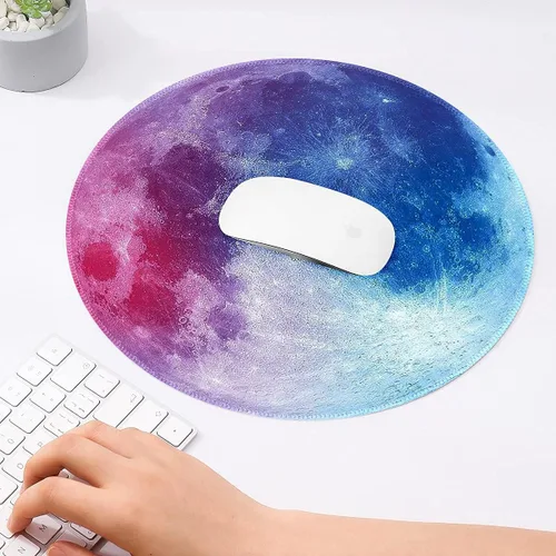 Miniatura 7 de Mouse pad redondo de goma antideslizante de tierra planeta azul de 8.66 x 8.66 x 0.07 pulgadas con borde cosido plegable para computadora
