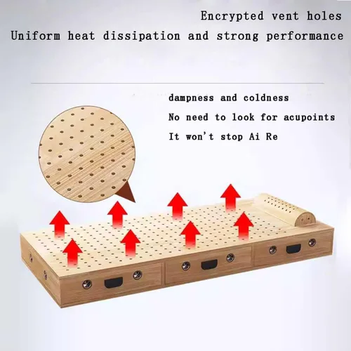 Miniatura 4 de Caja de moxibustión de madera maciza, cama Moxa, alfombrilla de moxibustión sin humo con ventilación y funcional ergonómica para terapia