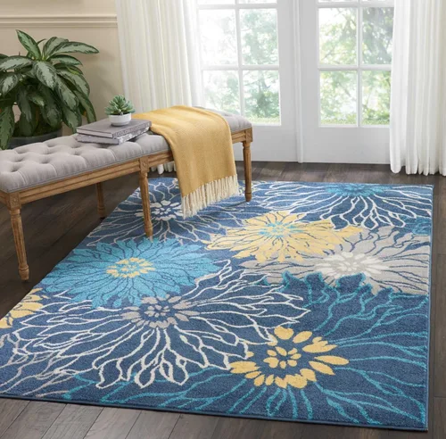 Miniatura 37 de Nourison Passion - Alfombra azul, de 6 pies, 7 pulgadas x 9 pies, 6 pulgadas, floral, campestre, fácil de limpiar, no desprende pelo