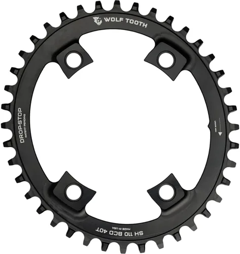 Wolf Tooth Plato elíptico de grava para bicicleta de carretera 110 BCD de 4 pernos ovalada para bielas Shimano (40 dientes, PowerTrac) |