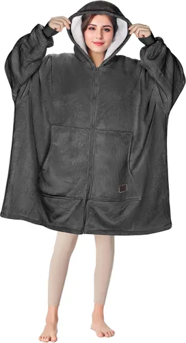 Miniatura 8 de Solaris Manta de gran tamaño con capucha y bolsillo para mascotas, cálida y súper suave y acogedora sudadera Sherpa con capucha para mujeres