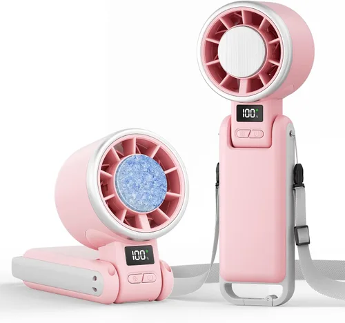 Miniatura 8 de TriPole Ventilador Turbo Portátil de Mano con Enfriamiento de Hielo, Mini Ventilador Plegable de 5 Velocidades con Batería Recargable 3 en 1
