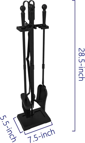 Miniatura 3 de Kingson Juego de herramientas para chimenea, 5 piezas, para interiores y exteriores, juego de póquer resistente con mango ergonómico