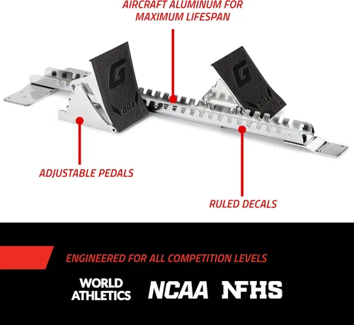 Miniatura 6 de Gill Athletics Pedales de aluminio fundido S2 Starting Block de 8 pulgadas de alto, diseñados para competiciones de alto nivel en pista y campo