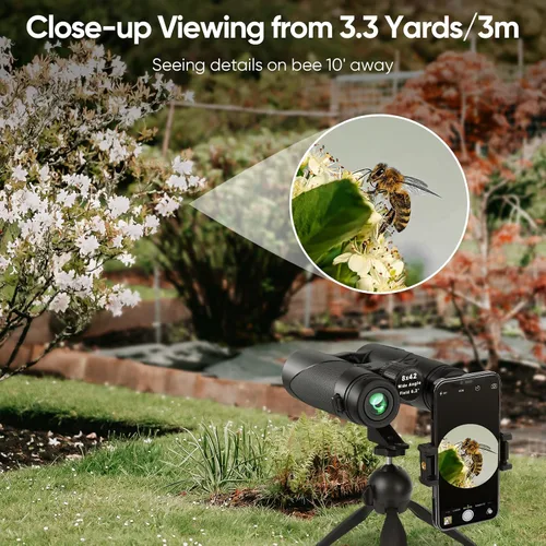 Miniatura 5 de Binoculares para adultos para observación de aves – Timorn HD 8x42 Birding Binocular para adultos de alta potencia con adaptador de teléfono Trípode