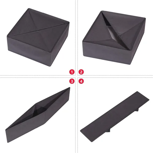 Miniatura 3 de DIOMMELL Paquete de 4 cajas de almacenamiento de tela plegables para armario, aparador, cajón, cestas de tela, contenedores divisores para ropa